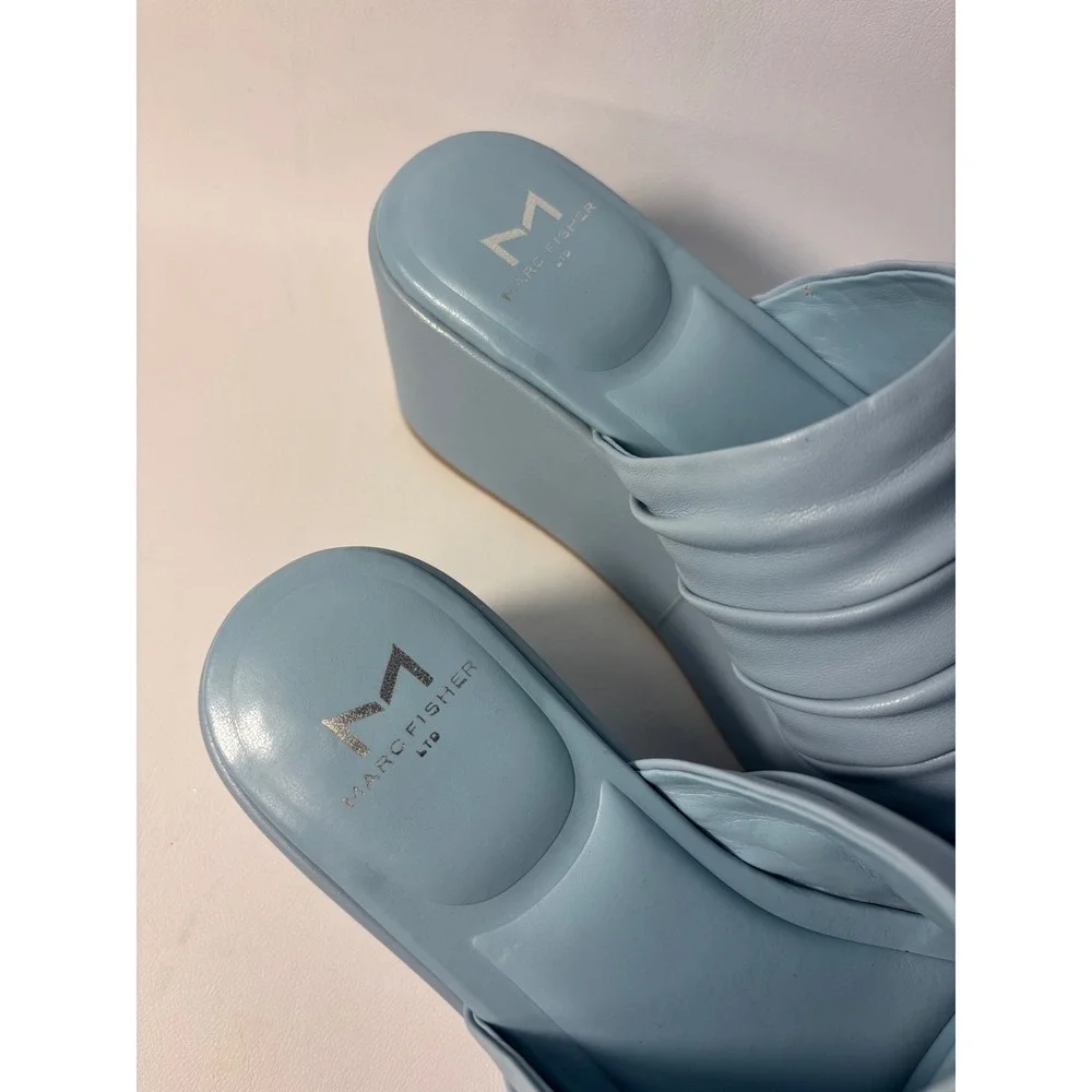 Marc Fisher Ltd Baby Blue Leather Platform Women Size 6M